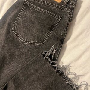 Zara Black Distressed Frayed Hem Jeans 8